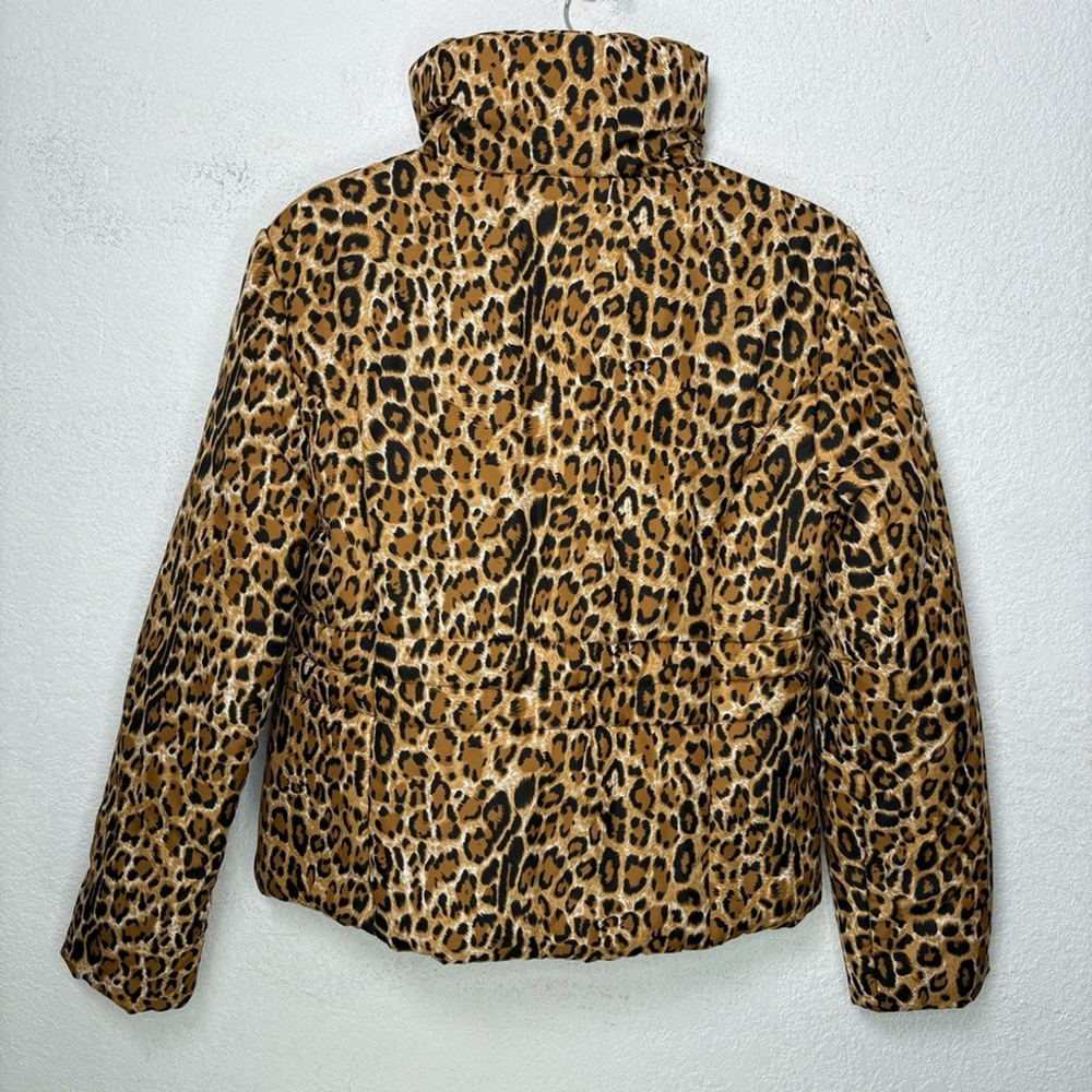 Y2K Leopard Cropped Puffer Jacket S Indie Sleaze Mobwife Apres Ski - Picture 6 of 11